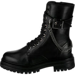 J&F Buckle Lace-Up Boots Mit Kettendetail - Schwarz -Schuhgeschäft 19909106 03